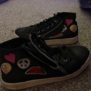 Size 7 emoji black sneakers